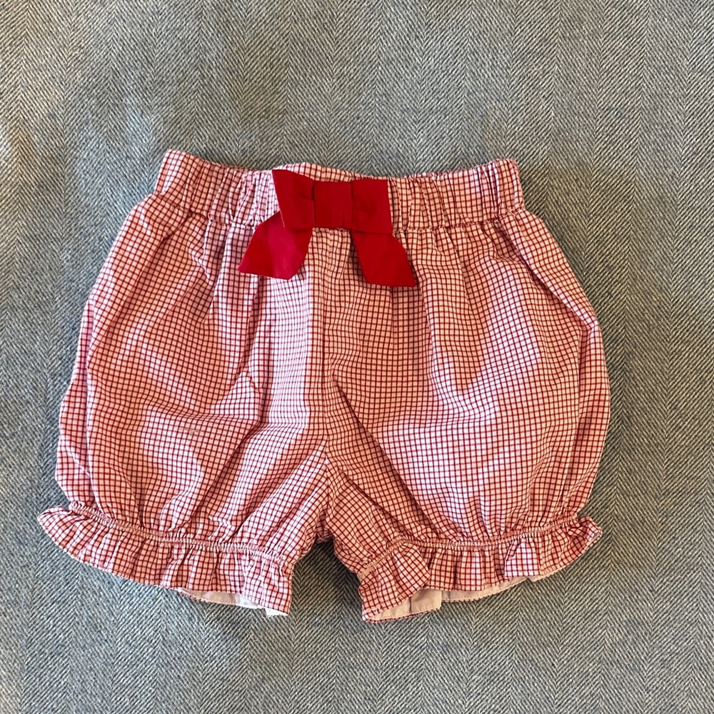 The Beaufort Bonnet Company Red Gingham Bubble Shorts with Red Bow